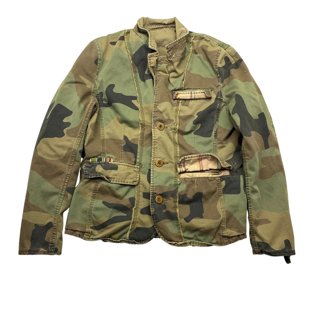 Triple Five Soul Camo‎ Jacket Distressed Streetwear Blazer Green Brown Mens XS